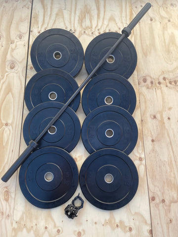 115kg Barbell & Bumper Weight Plates Package