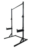 Combo pull-up squat rack with J-Hooks and safety spotters
